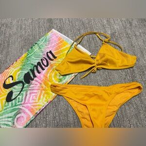 Yellow Bikini Set with sarong